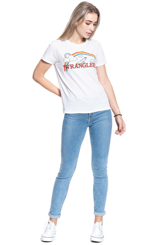 DAMSKI T-SHIRT WRANGLER RAINBOW REGULAR TRUE WHITE W7N4EVXW2