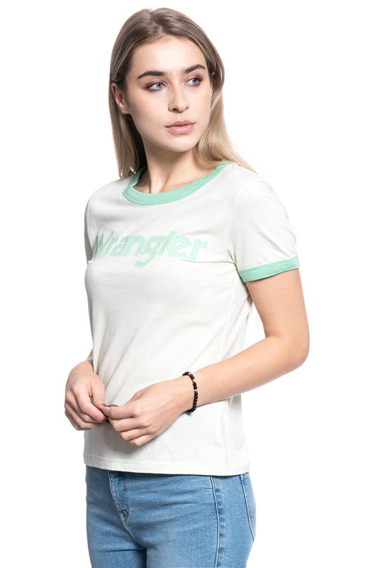 DAMSKI T-SHIRT WRANGLER RINGER TEE ALMOST AQUA W7N0EVG11