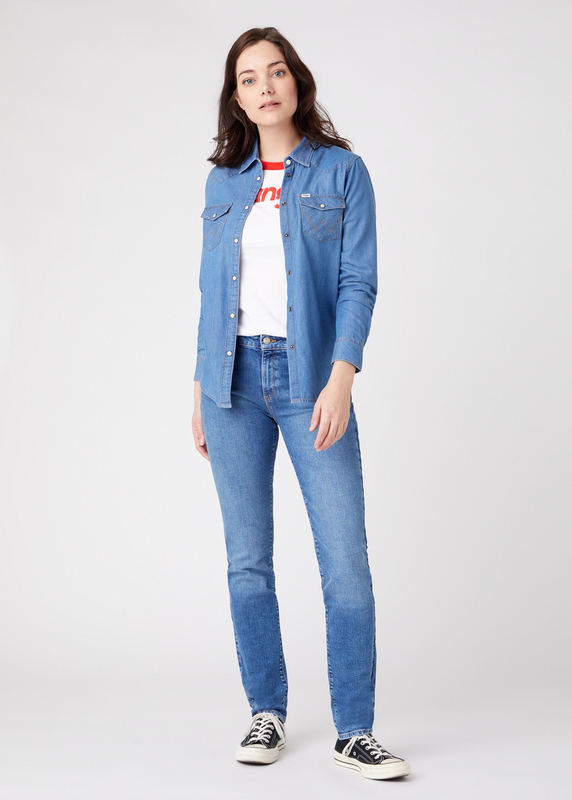 DAMSKIE SPODNIE JEANSOWE WRANGLER SLIM MORE BLUES W28L-KG-53S