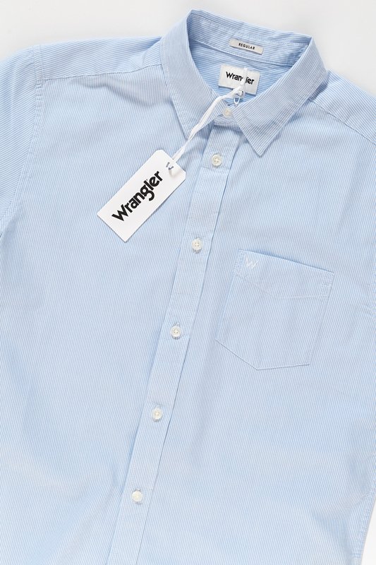 KOSZULA MĘSKA KRÓTKI RĘKAW WRANGLER SS 1 PKT SHIRT CHAMBRAY BLUE W58604MUV