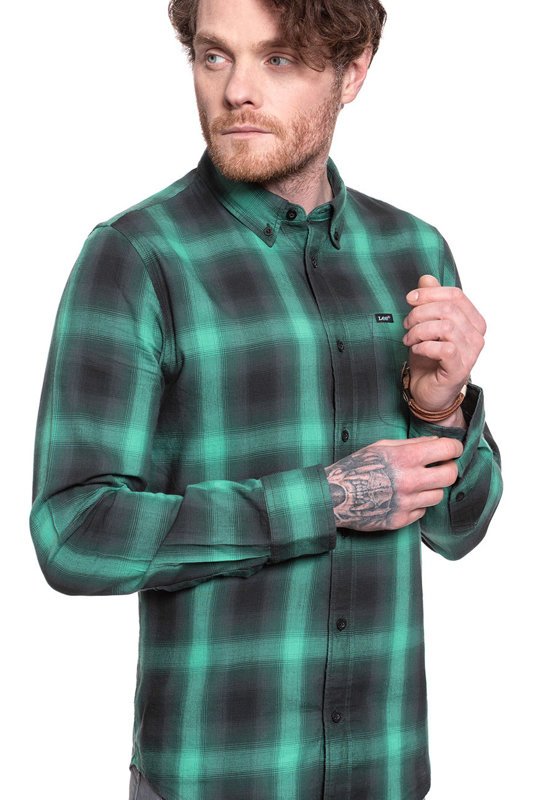 KOSZULA MĘSKA W KRATĘ LEE BUTTON DOWN AGATE GREEN L880BFNB