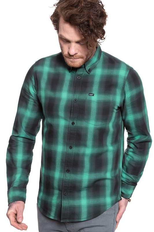 KOSZULA MĘSKA W KRATĘ LEE BUTTON DOWN AGATE GREEN L880BFNB