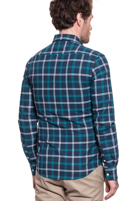 KOSZULA MĘSKA W KRATĘ WRANGLER LS 1PKT BDOWN SHIRT BLUE DEPTHS W5F3BMXJY