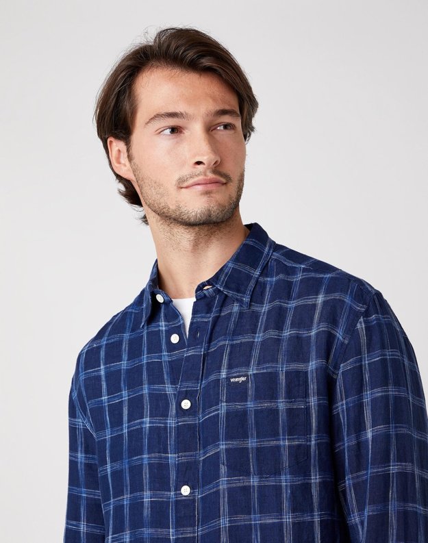 KOSZULA MĘSKA WRANGLER LS 1PKT SHIRT LIMOGES BLUE W5A11KX50