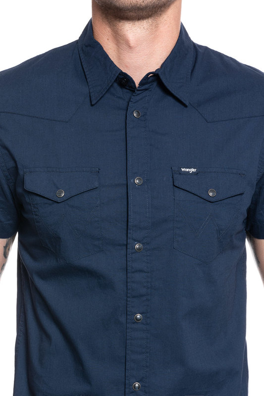 KOSZULA MĘSKA WRANGLER SS WESTERN SHIRT NAVY W5J06S114