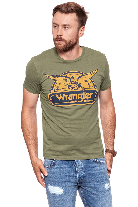 KOSZULKA WRANGLER SS EAGLE TEE DUSTY OLIVE W7B74FK45