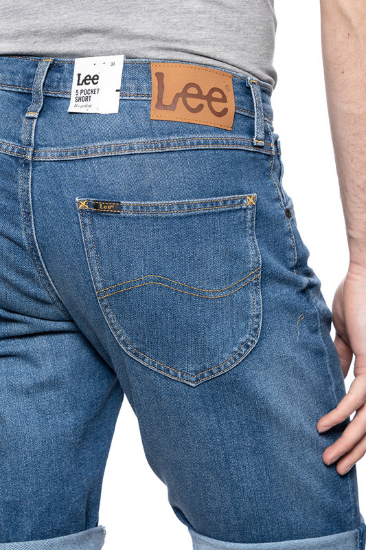 LEE 5 POCKET SHORT MĘSKIE SPODNIE JEANSOWE KRÓTKIE JEANS MAUI MID L73EMGTP