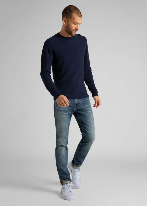 LEE BASIC TEXTURED CREW MĘSKA BLUZA DŁUGI RĘKAW SKY CAPTAIN L85BOCH