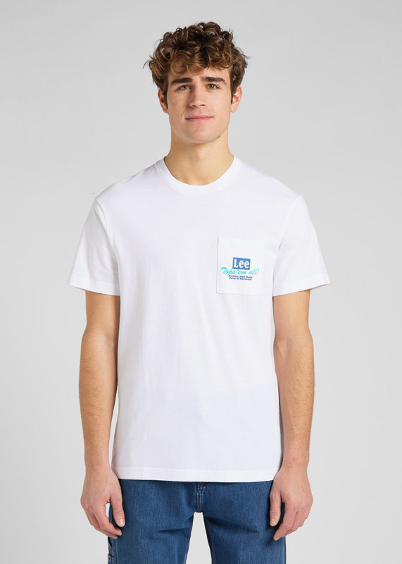 LEE BEST CHOICE TEE MĘSKI T-SHIRT KOSZULKA LOGO NADRUK BRIGHT WHITE L65GFELJ