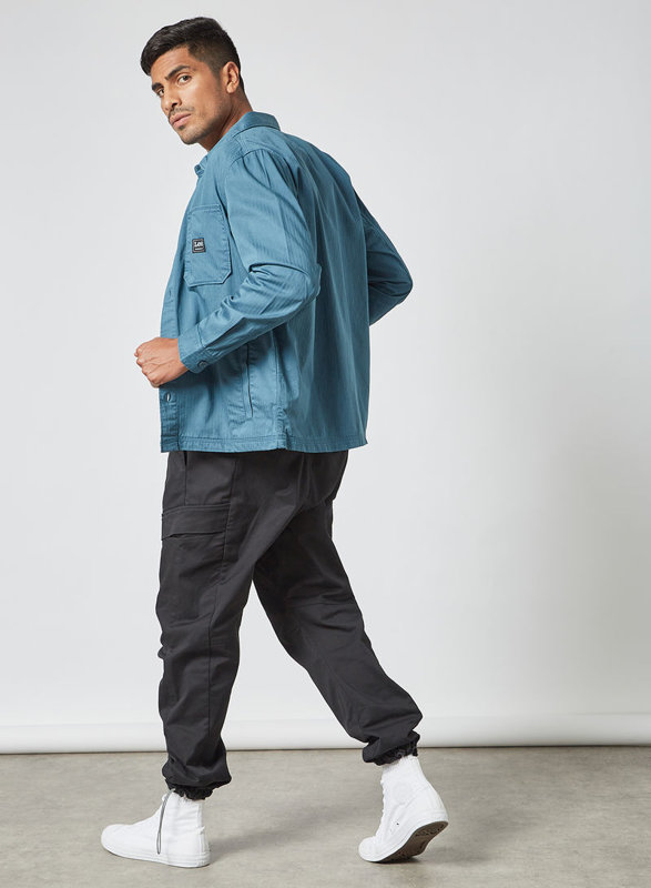 LEE BOX POCKET OVERSHIRT MĘSKA KOSZULA MATERIAŁOWA TEAL L68LQPQO