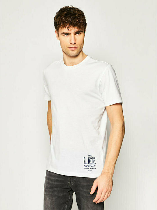 LEE BRANDED TEE MĘSKI T-SHIRT LOGO NADRUK BRIGHT WHITE L63KFQLJ