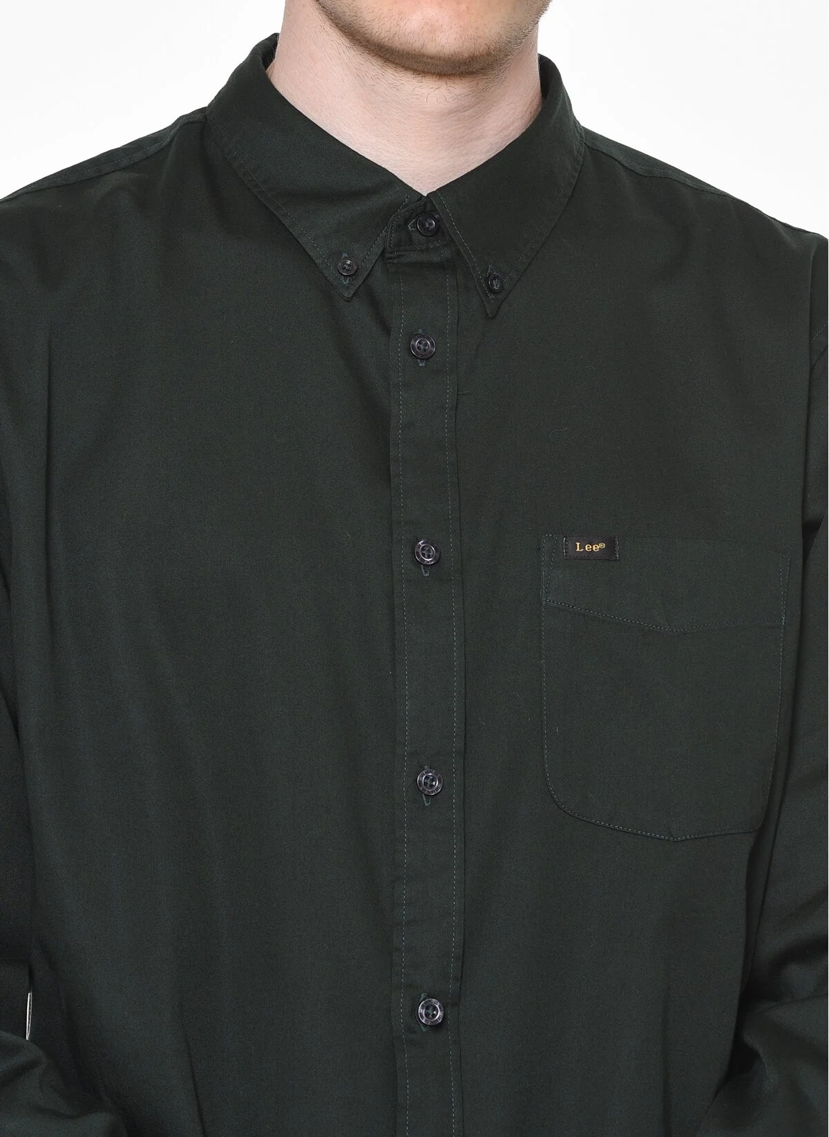 LEE BUTTON DOWN MĘSKA KOSZULA DŁUGI RĘKAW BOTTLE GREEN L880TPBB