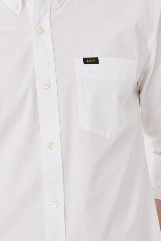 LEE BUTTON DOWN REGULAR MĘSKA KOSZULA  WHITE L880JK12