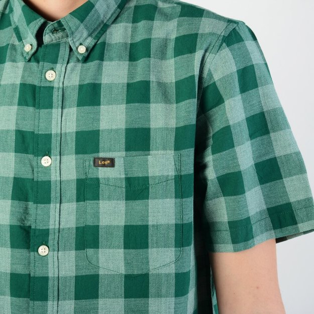 LEE BUTTON DOWN SS MĘSKA KOSZULA KRATA EVERGREEN L886GBEB