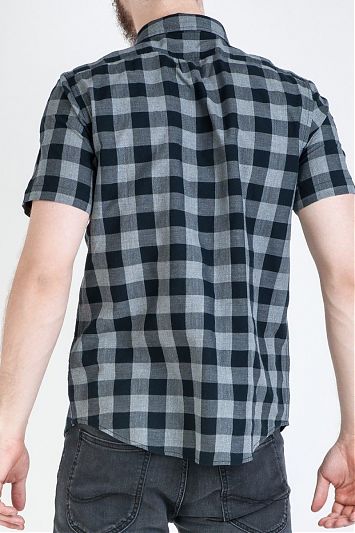 LEE BUTTON DOWN SS MĘSKA KOSZULA MATERIAŁOWA W KRATĘ BLACK L886GB01