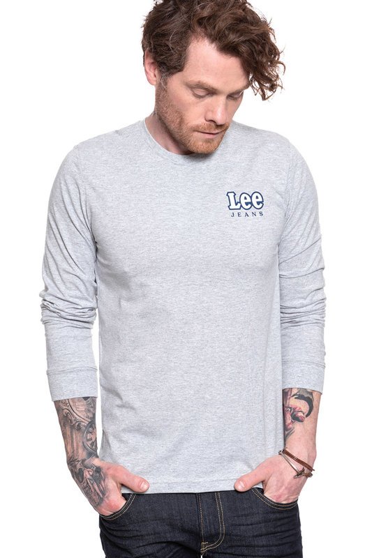 LEE CHEST LOGO TEE MĘSKA KOSZULKA Z DŁUGIM RĘKAWEM LONGSLEEVE LOGO SHARP GREY MELE L64SFE03