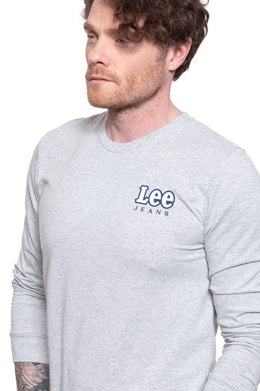 LEE CHEST LOGO TEE MĘSKA KOSZULKA Z DŁUGIM RĘKAWEM LONGSLEEVE LOGO SHARP GREY MELE L64SFE03