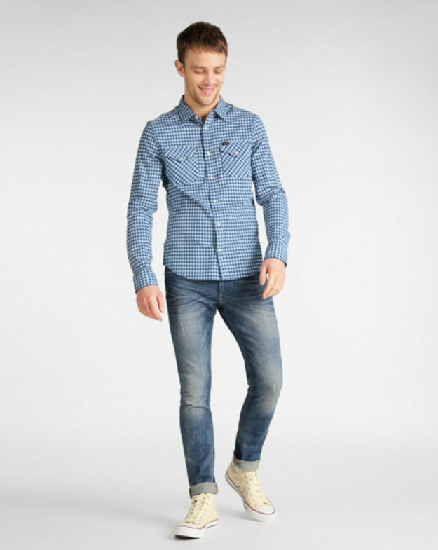 LEE CLEAN WESTERN SHIRT MĘSKA KOSZULA WASHED BLUE L644DJLR