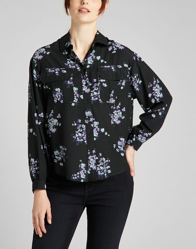 LEE FLORAL BLOUSE DAMSKA KOSZULA DŁUGI RĘKAW BLACK L49UXM01