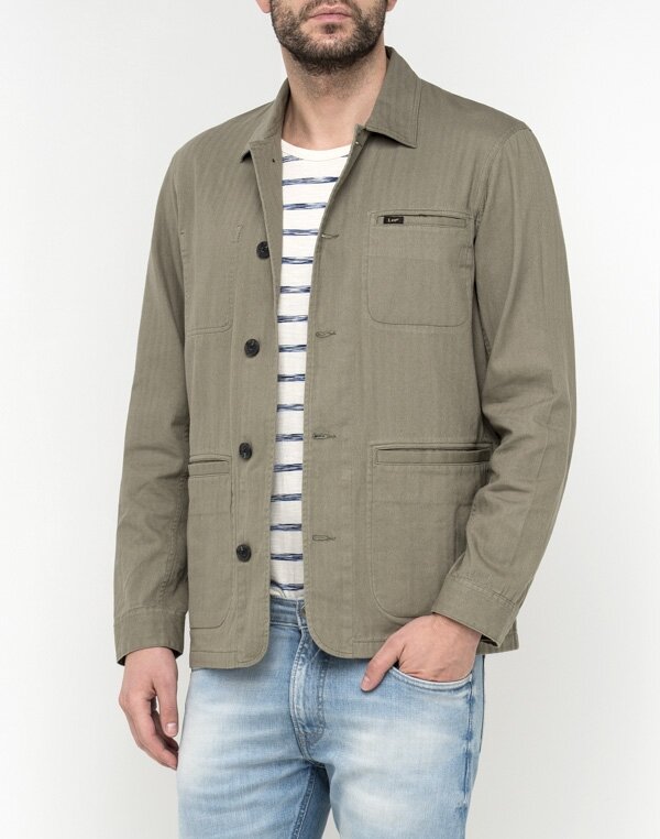 LEE JACKET VETITER MĘSKA KOSZULA Z DŁUGIM RĘKAWEM LOGO GREEN L88FKX28