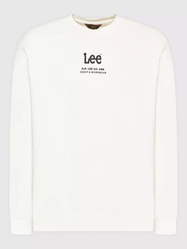 LEE LOGO LOOSE CREW MĘSKA BLUZA KLASYCZNA NADRUK ECRU L83TTJNQ