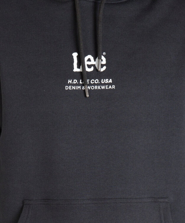 LEE LOGO LOOSE HOODIE MĘSKA BLUZA WASHED BLACK L83UTJON