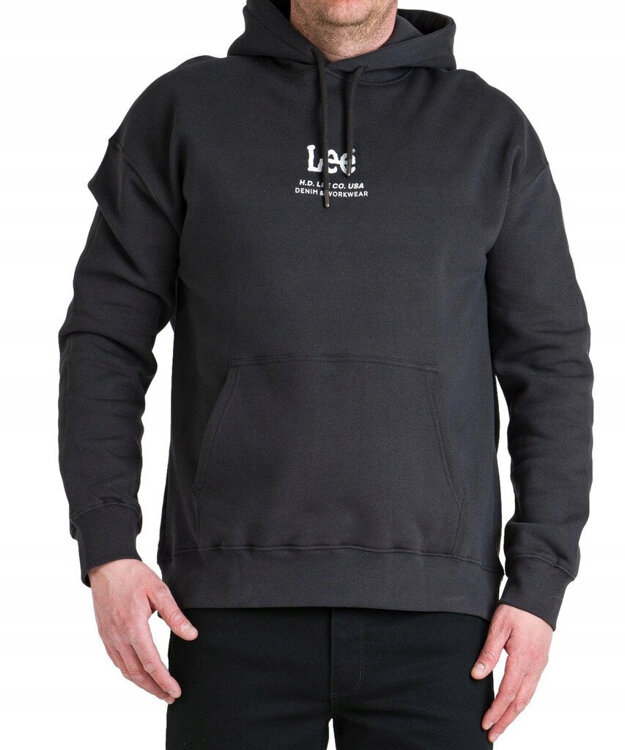 LEE LOGO LOOSE HOODIE MĘSKA BLUZA WASHED BLACK L83UTJON