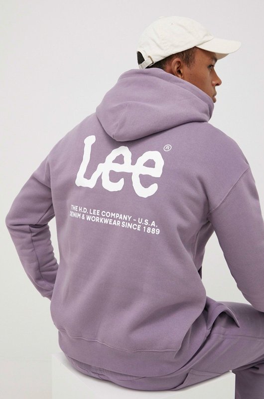 LEE LOGO LOOSE HOODIE WASHED PURPLE L83UTJTZ