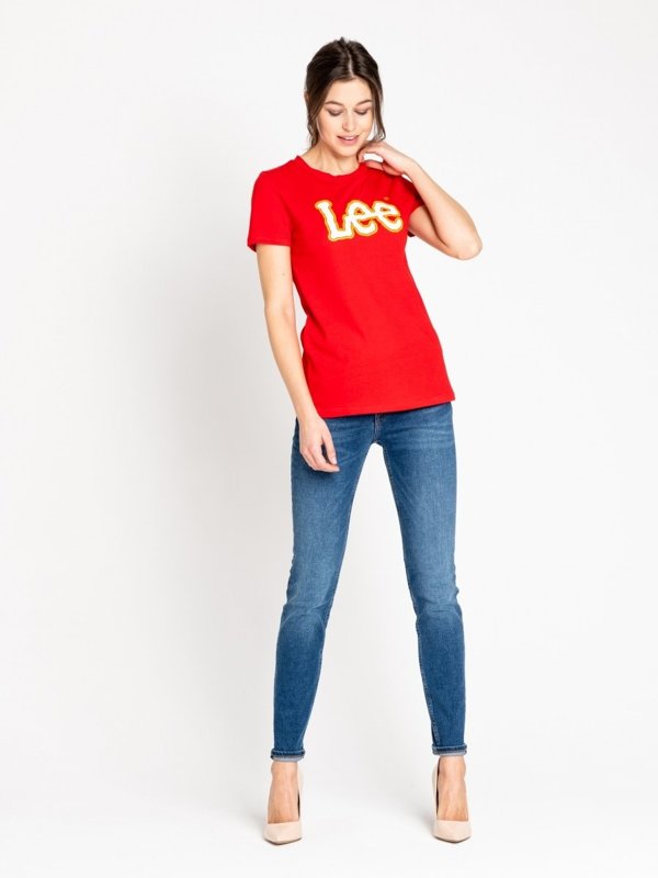 LEE LOGO TEE DAMSKI T-SHIRT KOSZULKA Z KRÓTKIM REKAWEM BRIGHT RED L43EEPEF