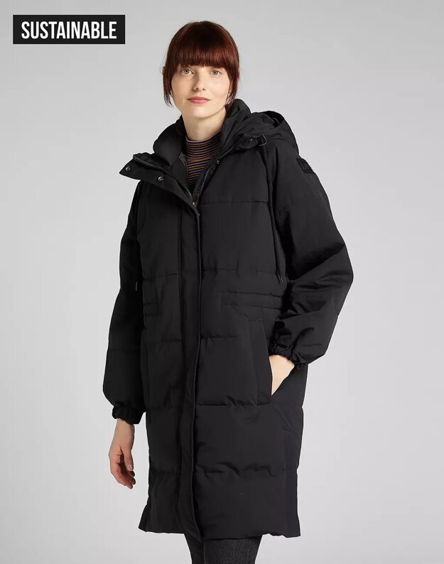 LEE LONG PUFFER DAMSKA KURTKA ZIMOWA BLACK L56IXW01