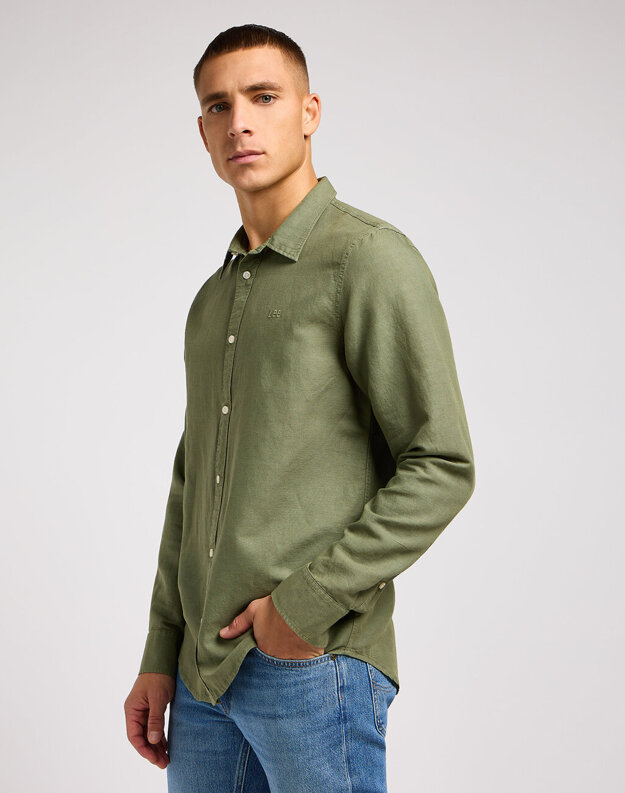 LEE PATCH SHIRT MĘSKA KOSZULA ELEGANCKA LOGO OLIVE GROVE 112350072