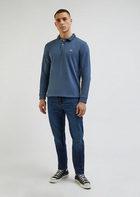 LEE PIQUE POLO MESKA KOSZULKA Z DŁUGIM RĘKAWEM LONGSLEEVE DEEP WATERS L61VRLA62