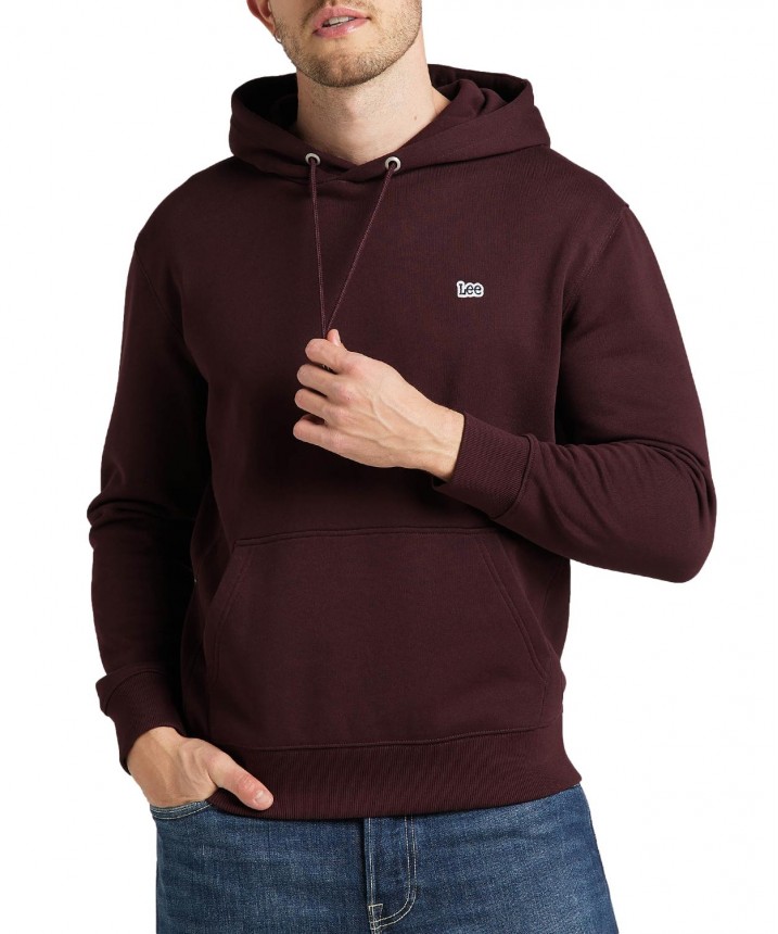 LEE PLAIN HOODIE MĘSKA BLUZA Z KAPTUREM LOGO VELVET BEET L80YRY74