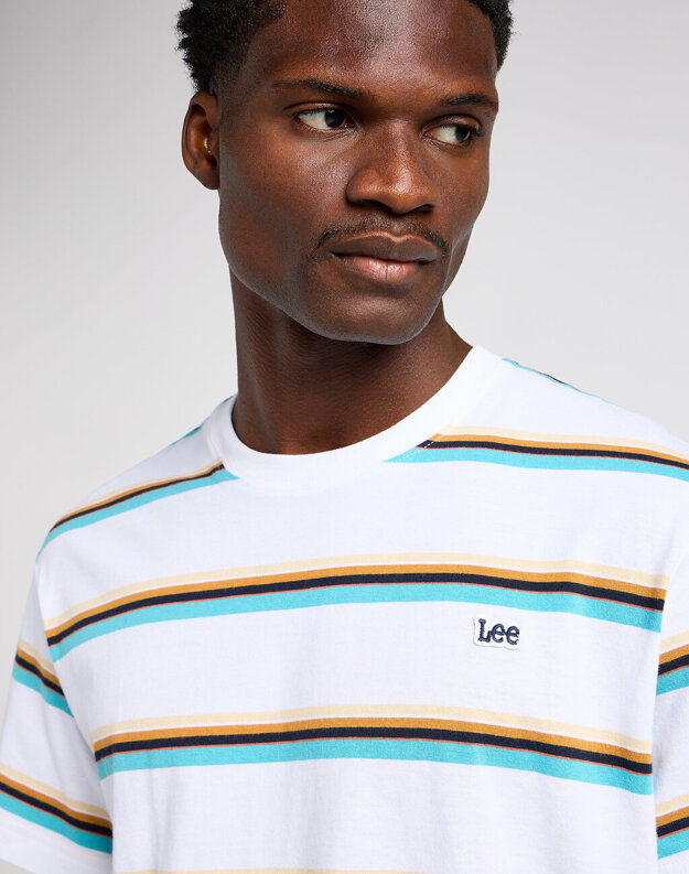 LEE RELAXED STRIPE TEE BRIGHT MĘSKA KOSZULKA W PASKI T-SHIRT TEE WHITE 112350099