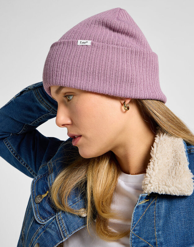 LEE RIBBED BEANIE DAMSKA CZAPKA ZIMOWA CIEPŁA PRETTY PLUM 112358334