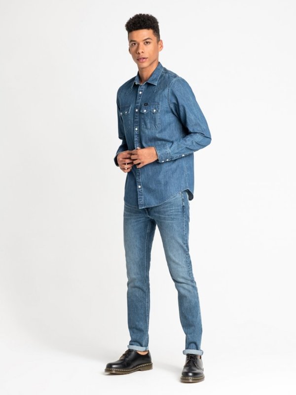 LEE RIDER SHIRT MĘSKA KOSZULA JEANSOWA DIPPED BLUE L851PLLA