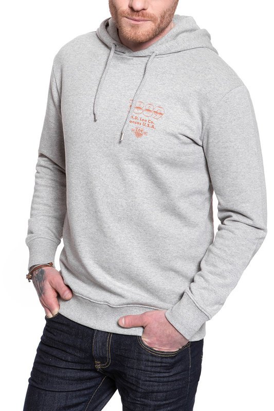 LEE SEASONAL LOGO HOODIE GREY MELE L80ZSP37