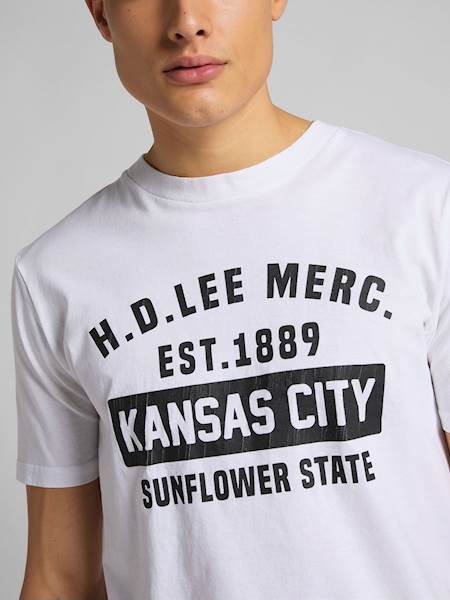 LEE SS KANSAS CITY TEE MĘSKI T-SHIRT KOSZULKA LOGO WHITE L60TFE12