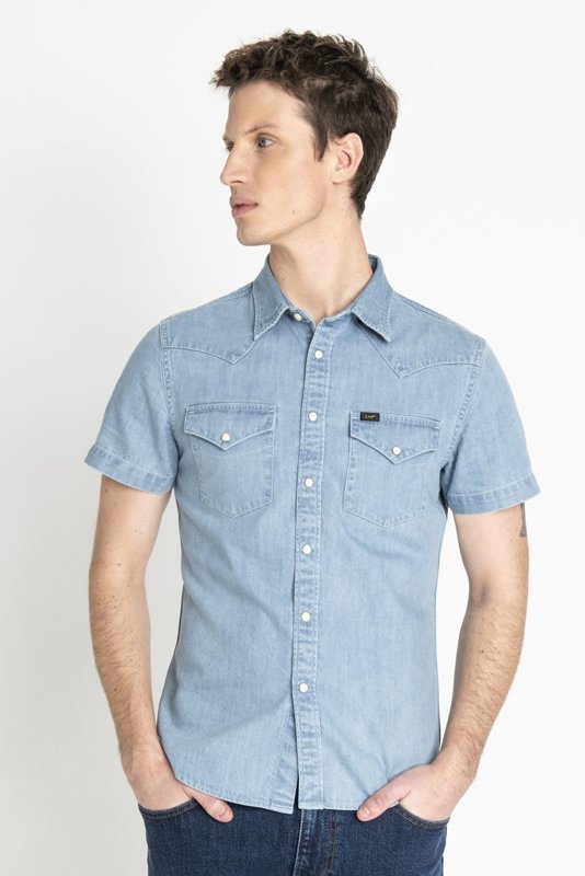 LEE SS WESTERN MĘSKA KOSZULA JEANSOWA Z KRÓTKIM RĘKAWEM HEATHER BLUE L640PLLI