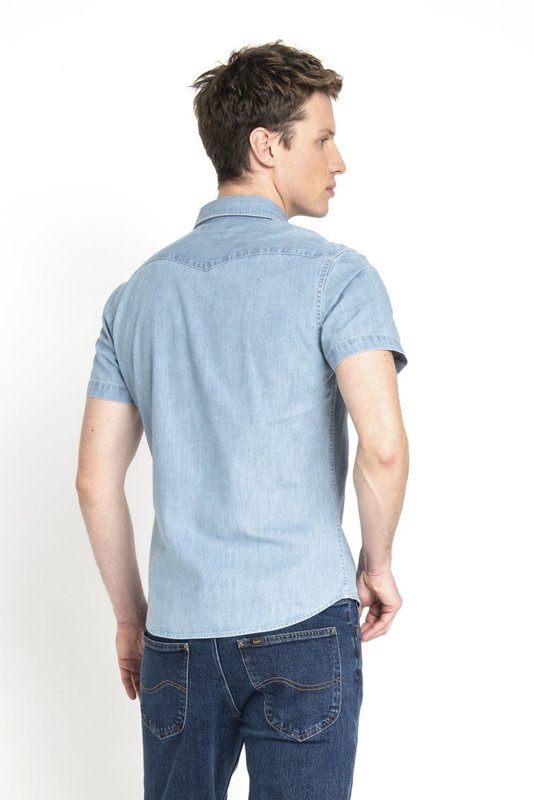 LEE SS WESTERN MĘSKA KOSZULA JEANSOWA Z KRÓTKIM RĘKAWEM HEATHER BLUE L640PLLI