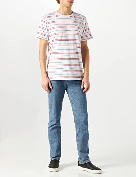 LEE STRIPE TEE MĘSKI T-SHIRT DIPPED BLUE L62FFPLA