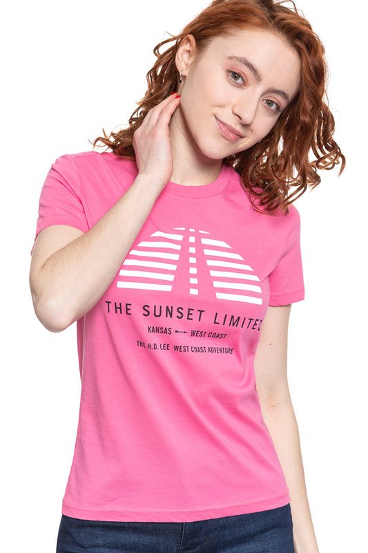 LEE T SHIRT DAMSKI SUNSET TEE CHROME PINK L42XEPNE