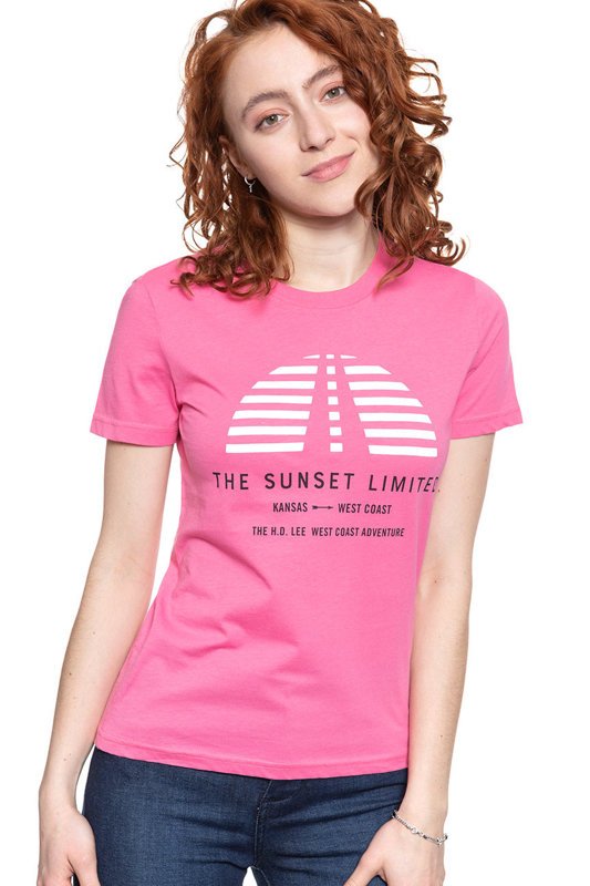 LEE T SHIRT DAMSKI SUNSET TEE CHROME PINK L42XEPNE