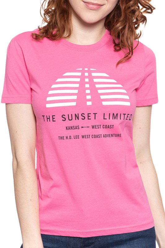 LEE T SHIRT DAMSKI SUNSET TEE CHROME PINK L42XEPNE