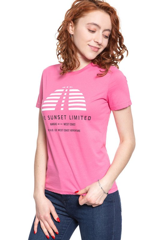 LEE T SHIRT DAMSKI SUNSET TEE CHROME PINK L42XEPNE