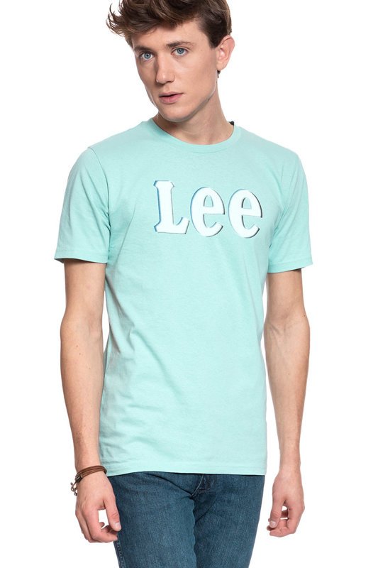LEE T SHIRT DISTORTED LOGO TEE FADED MINT L61OFENC