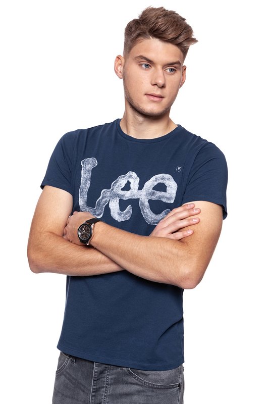 LEE T SHIRT LOGO TEE NAVY L63AAI35