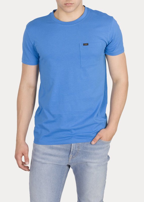 LEE ULTIMATE POCKET TEE MĘSKI T-SHIRT KOSZULKA LOGO DIPPED BLUE L66JBCLA