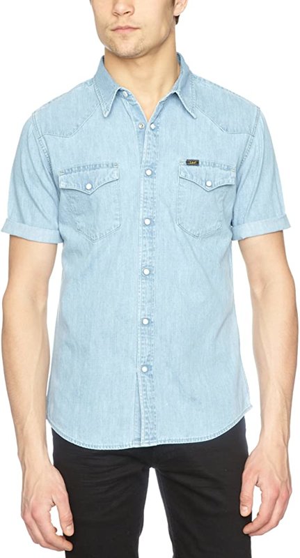 LEE WESTERN SHIRT SLIM MĘSKA KOSZULA Z KRÓTKIM RĘKAWEM JEANSOWA