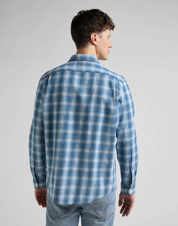 LEE WORKER SHIRT MĘSKA KOSZULA W KRATĘ DŁUGI RĘKAW INDIGO L68HOKDK